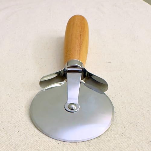 Alternative view of Ahşap Saplı Pizza Kesici, 19x7 cm Paslanmaz Çelik Döner Bıçak, Ergonomik Tasarım, Pizza ve Hamur İşleri İçin