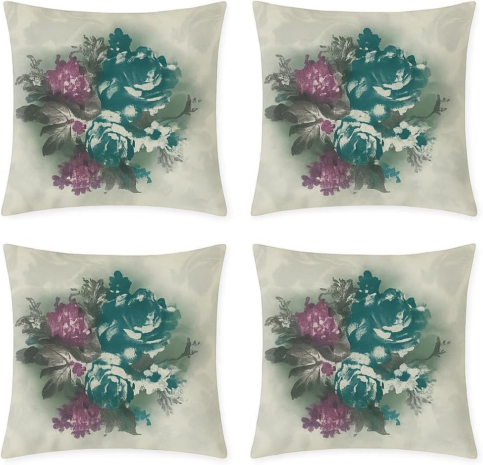 Alternative view of Dijital Baskı Bitki ve Yaprak Desenli Dekoratif Yastık Kılıfı 45x45 cm – Fermuarlı, Yıkanabilir, Modern Doğal Tasarım, 4’lü Set – İç Yastık Dahil Değildir