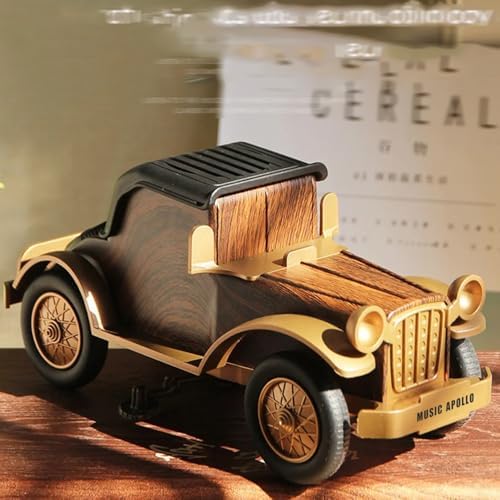 Retro Ahşap Araba Şekilli Kablosuz Bluetooth Hoparlör – 1800mAh Şarjlı, 10W Güçlü Ses, USB/TF/AUX Destekli, Hi-Fi, Telefon Standlı Dekoratif Nostaljik Müzik Hoparlörü | A9