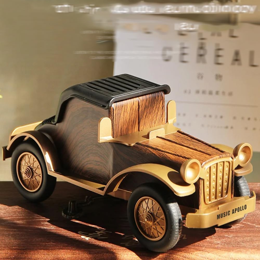 Alternative view of Retro Ahşap Araba Şekilli Kablosuz Bluetooth Hoparlör – 1800mAh Şarjlı, 10W Güçlü Ses, USB/TF/AUX Destekli, Hi-Fi, Telefon Standlı Dekoratif Nostaljik Müzik Hoparlörü | A9
