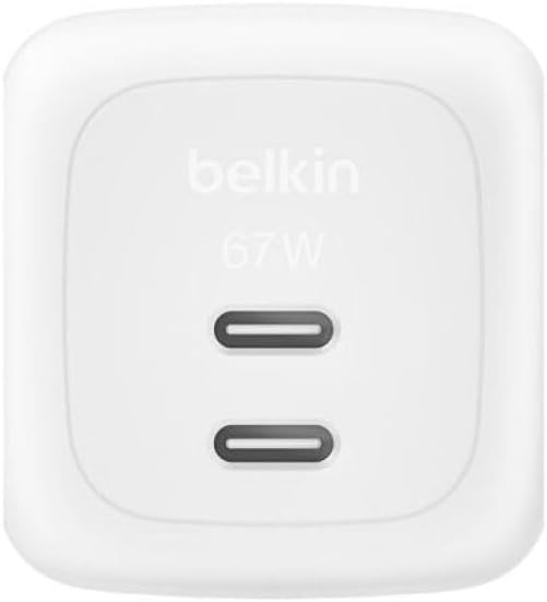 Alternative view of SmartProtect 2 Portlu USB-C Şarj Cihazı 67 W, çift portlu GaN şarj cihazı, 2 m USB-C kablo dahildir, MacBook, 17, iPad Pro, Chromebook, Galaxy S25 Ultra, 10 için hızlı şarj, Beyaz