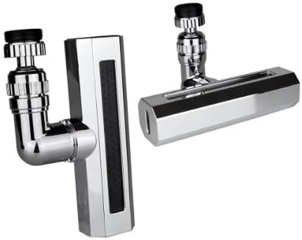 Deluxe Krom Gümüş Perlatör Musluk Ucu, 4 Fonksiyonlu, 360° Oynar Başlıklı, Geniş Şelale Akışlı, Banyo ve Mutfak için