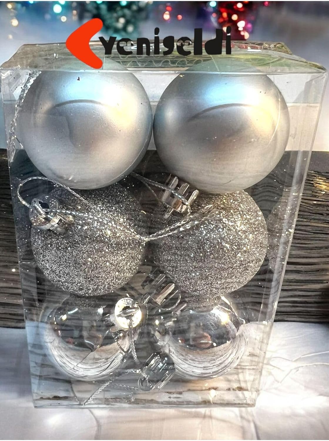 6 Adet Gümüş Renk 5 Cm Yılbaşı Topu, Topu, Çam Ağacı Topu, Süs Topu T-48, Gümüş