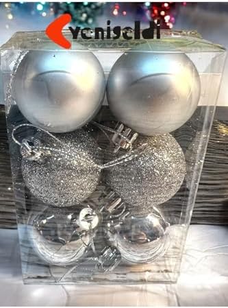 Alternative view of 6 Adet Gümüş Renk 5 Cm Yılbaşı Topu, Topu, Çam Ağacı Topu, Süs Topu T-48, Gümüş