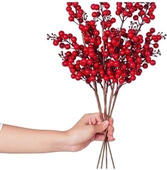 4 Adet 60 Cm Yılbaşı Kokina Kırmızı Sapları Dalları, Kırmızı