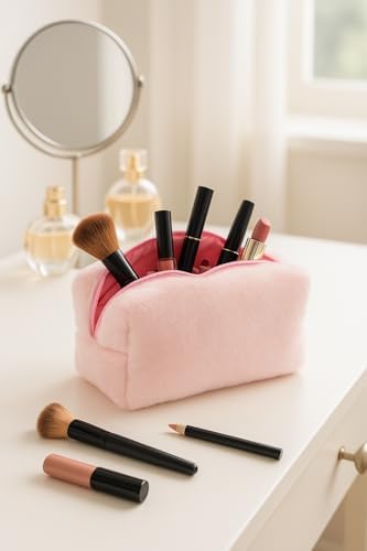 Alternative view of Peluş Yumuşacık Makyaj Çantası - Kozmetik Organizeri (Pembe)