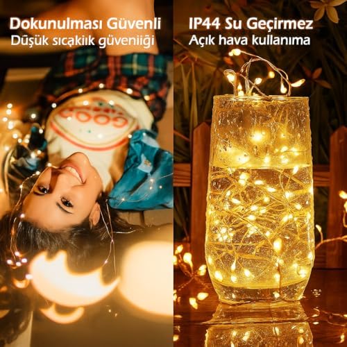 Alternative view of 5 Metre SARI 50 LED Işıklar Işıkları 8 MOD RGB Işıkları USB SARI Renkli Işık Dize Işıkları Tel Fonksiyonlu Süsleme İnce Telli Aydınlatmalı Şerit Led Yılbaşı Işık Yılbaşı Süsü