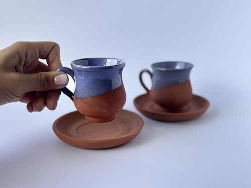 Mor Sırlı Seramik Kahve Fincanı Seti 2'li