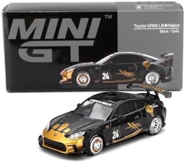 Truescale Miniatures Mini GT MGT01149-R - GR Supra LB-Nation Siyah ve Altın 2025 - 1/64 Ölçek - Minyatür Araba