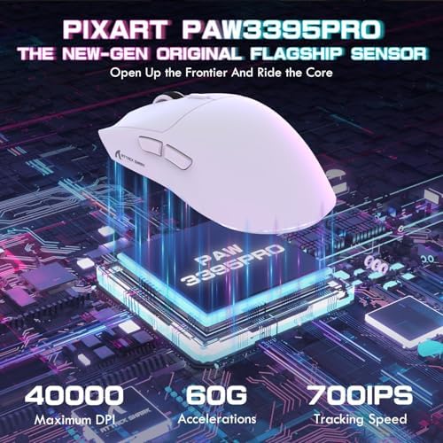 Alternative view of ATTACK SHARK X1 Kablosuz Gaming Mouse – Dokunmatik RGB Şarj Standlı, 53g Süper Hafif Fare, PixArt PAW3395PRO Sensör, 40000 DPI, BT/2.4G/Kablolu Üçlü Mod, Windows/Xbox/PS/Mac Uyumlu – Beyaz