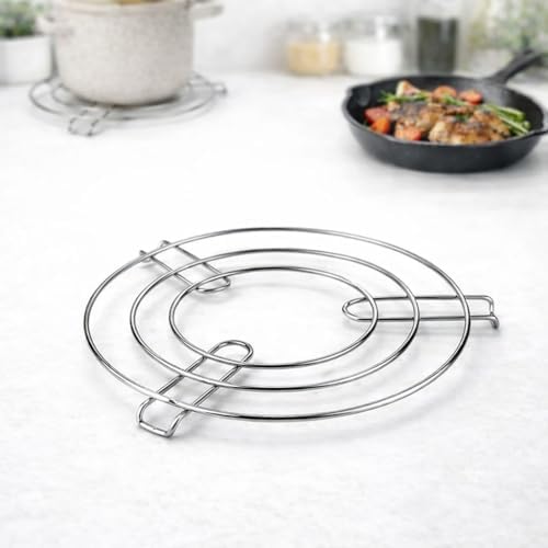 Paslanmaz Çelik Yuvarlak Metal, Dayanıklı Tencere, Çaydanlık ve Tava Altlığı, Kaymaz, Dayanıklı, Şık Mutfak Aksesuarı