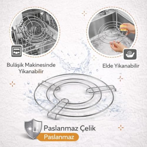 Alternative view of Paslanmaz Çelik Yuvarlak Metal, Dayanıklı Tencere, Çaydanlık ve Tava Altlığı, Kaymaz, Dayanıklı, Şık Mutfak Aksesuarı
