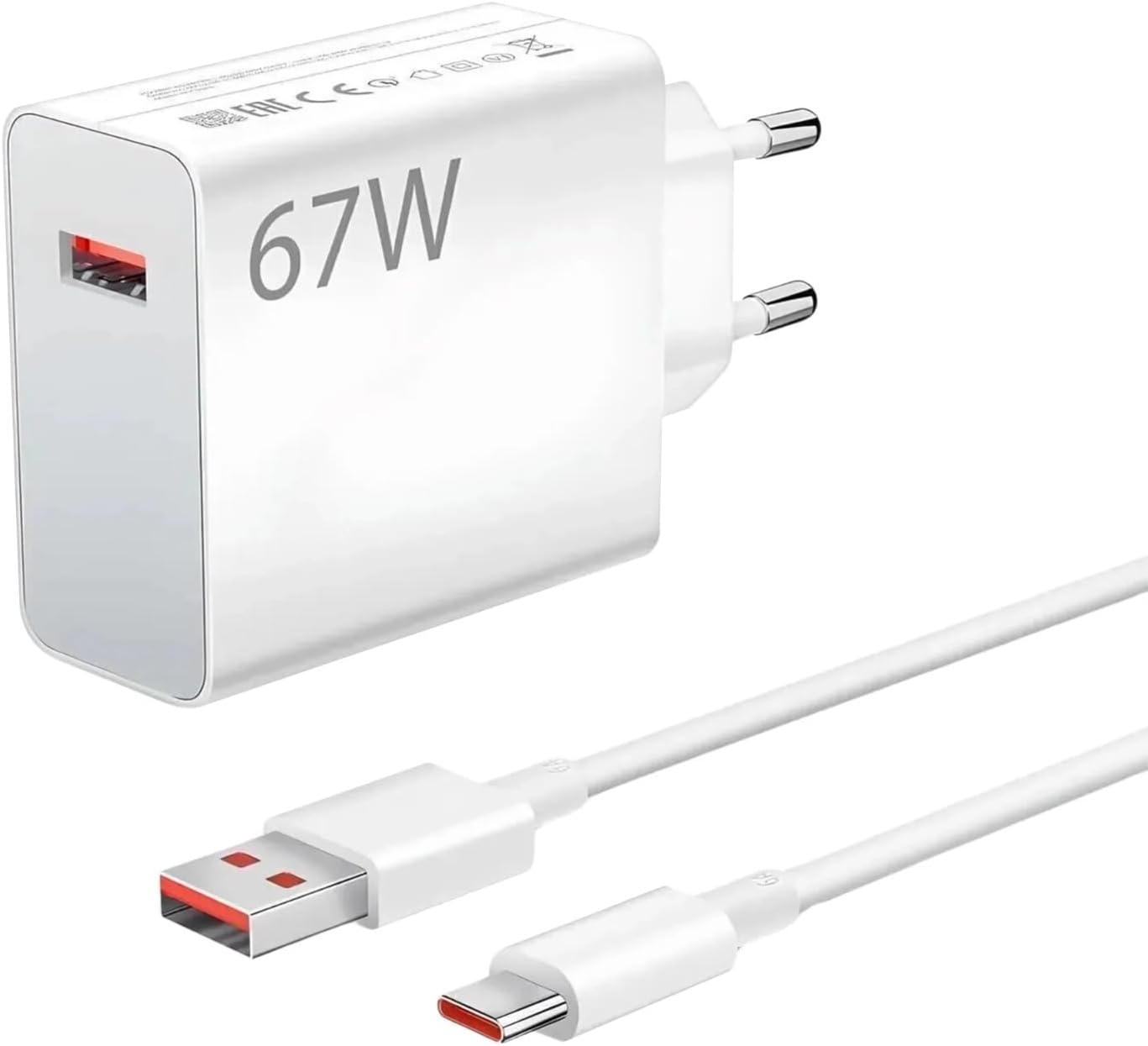 67W Type-C Şarj Adaptörü ve Kablo Seti, Saniye Gösterir Turbo Hızlı Şarj Göstergeli,İphone İle Uyumlu Duvar Tipi Adaptör