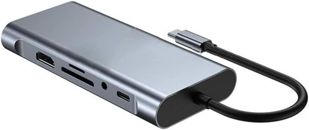 10 in 1 Type-C To USB Hub HDMI (4K),Audio/, Type-C/, 4X USB 3.0/, LAN/, VGA/, SD Card Reader Çevirici Hub 10 Port Adaptör Dönüştürücü Çoklayıcı