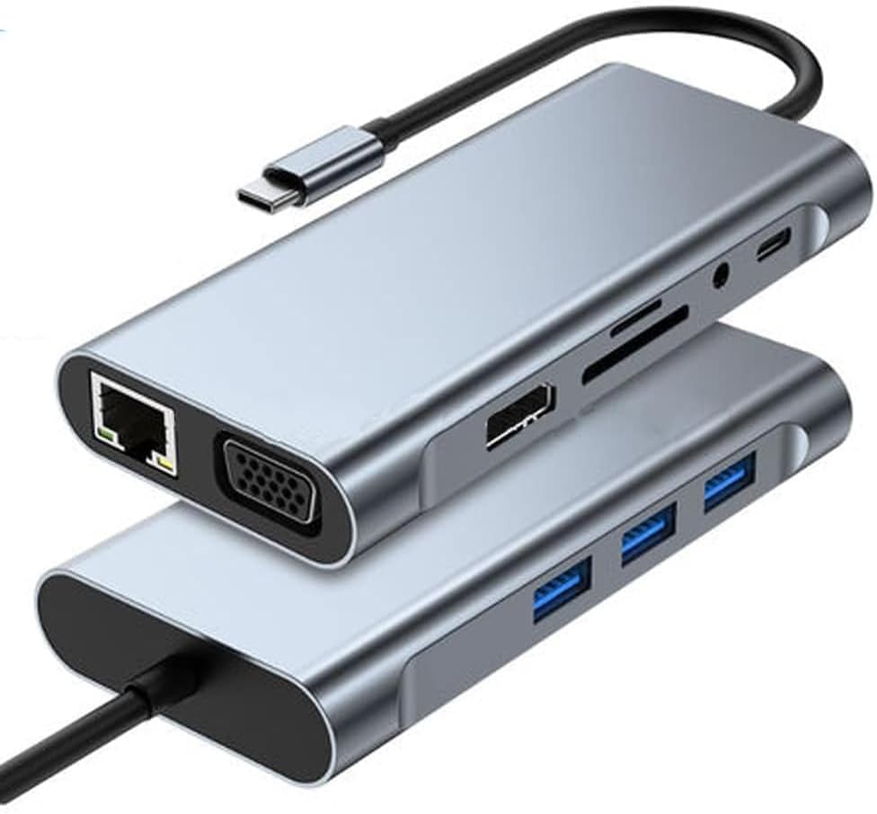 Alternative view of 10 in 1 Type-C To USB Hub HDMI (4K),Audio/, Type-C/, 4X USB 3.0/, LAN/, VGA/, SD Card Reader Çevirici Hub 10 Port Adaptör Dönüştürücü Çoklayıcı