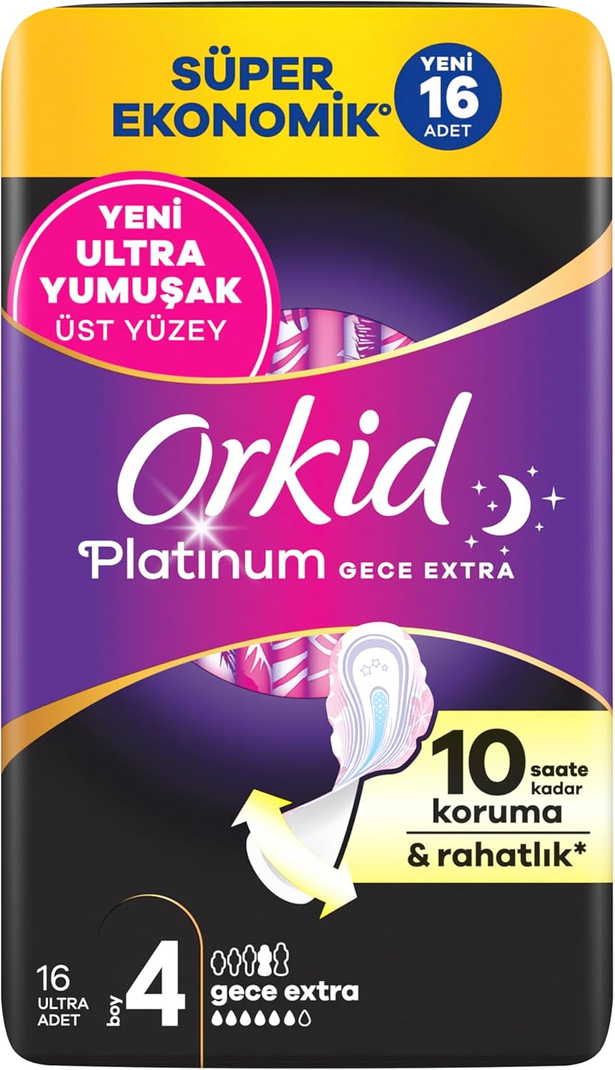 Alternative view of Orkid Platinum Hijyenik Ped Gece Ekstra (Boy 4) Süper Ekonomik Paket 16 Adet Ped