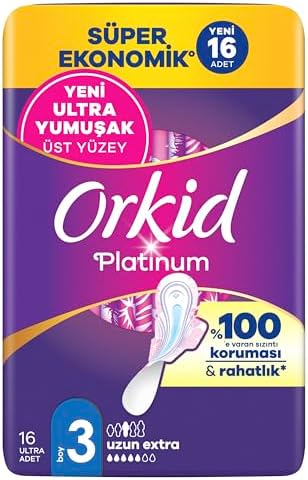 Orkid Platinum Hijyenik Ped Uzun (Boy 3) Süper Ekonomik Paket 16 Adet Ped