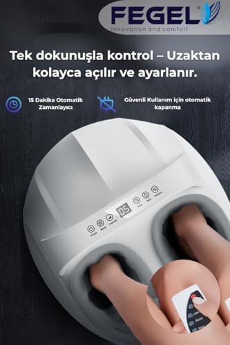 Fegel FG-513 6D Isıtmalı Ayak Masaj Aleti, Derin Yoğurma ve Hava Basınçlı Kumandalı Masaj Aleti (Beyaz)