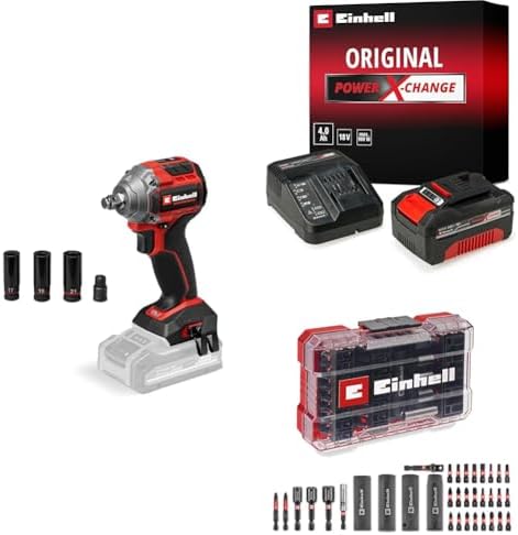 TP-CW 18/260-C Li BL - Solo, Kömürsüz Akülü Darbeli Somun Sıkma + 18V 4,0 Ah PXC Starter Kit, Akü ve Şarj Cihazı + ve Lokma uç seti 35 parça, M- kutu