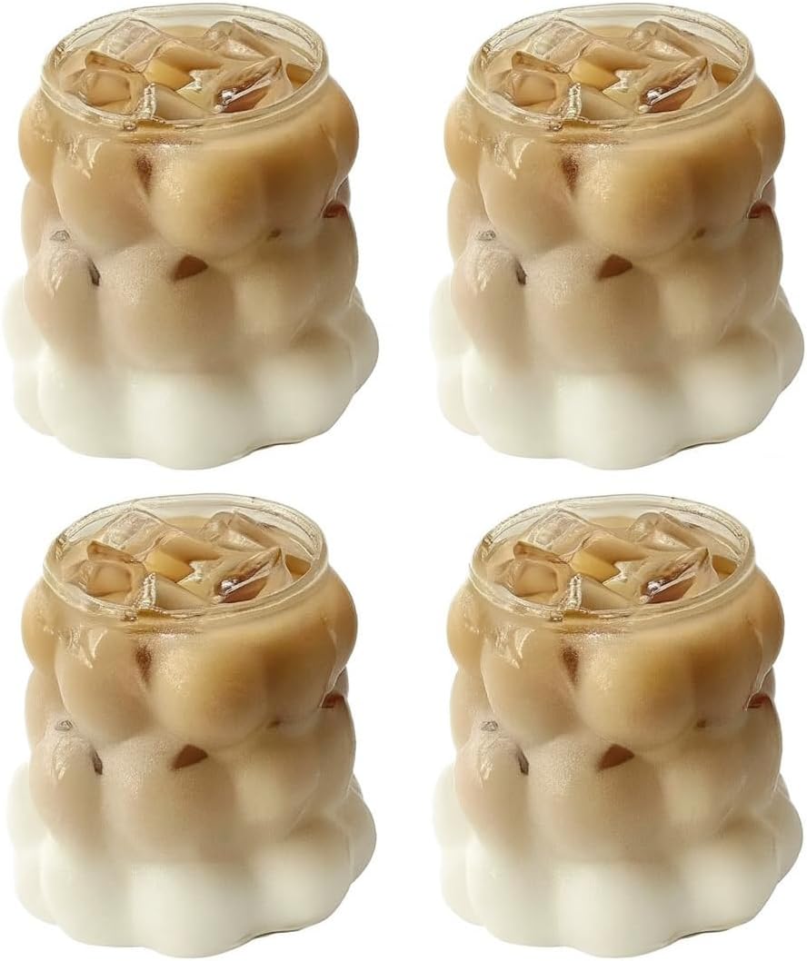 Şeffaf Kabarcıklı Cam Bardak 7 cm, Kalın Cam Mini Su, Kahve, Kola ve Meşrubat Bardağı, 4’lü Set, Dayanıklı, Modern, Ergonomik Tasarım, Kahve Yanı Üzüm Bardak.