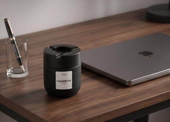 Alternative view of Cam Küllük – 425 ml Siyah Cam Küllük Kapaklı, Sigara Küllüğü, Dumanı Hapseden Kül Kutusu, Modern Şık Tasarım, Ev ve Ofis Kullanımı İçin