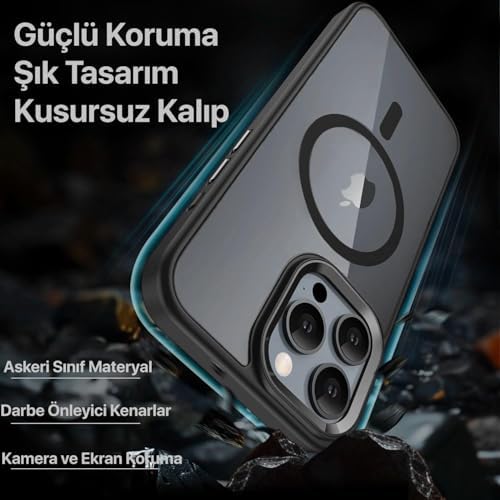 17 Pro için SUPER-CRYSTAL ile Uyumlu Kılıf Arkası Kristal Berraklığında Cam Görünüm Kenarları Darbe Emici Silikon Hybrid Kılıf (Mavi, 17 Pro)