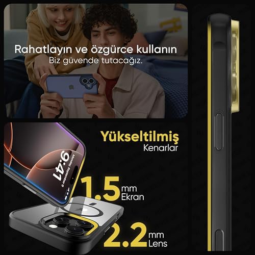 Alternative view of 17 Pro için SUPER-CRYSTAL ile Uyumlu Kılıf Arkası Kristal Berraklığında Cam Görünüm Kenarları Darbe Emici Silikon Hybrid Kılıf (Mavi, 17 Pro)