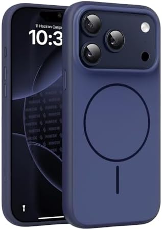 Alternative view of 17 Pro Max için ile Uyumlu Kılıf Metal Tuşlu Çizilmelere ve Soyulmalara Karşı Dayanıklı Materyal, Konforlu Tutuş Sağlayan Dokulu Kenarlara Sahip Koruyucu (Lacivert, 17 Pro Max)