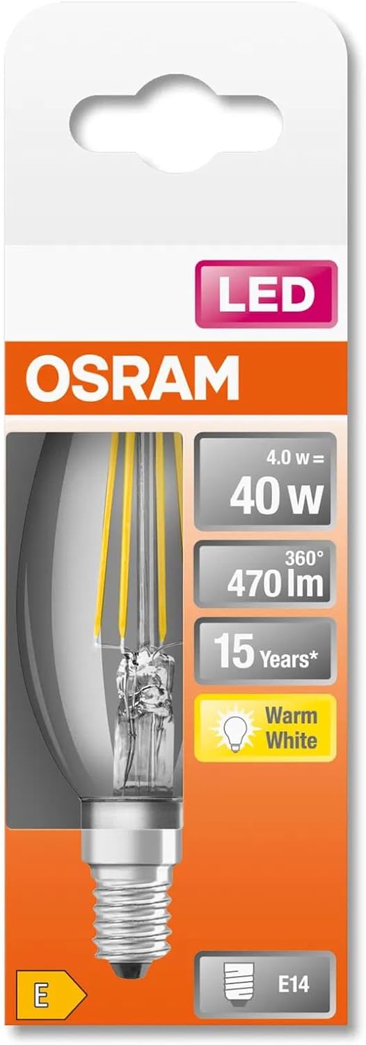 10'lu Led Value 4W CLB40 Sarı Işık 2700K E14 Duy Filament Mum Buji Ampul