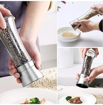 Alternative view of Cam Gövdeli Metal Krom Renk Kapaklı Tuz Karabiber Değirmeni Tuz Karabiber Öğütücü 19 Cm 2 Adet