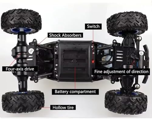 Alternative view of Giffy / 1:16 Ölçek 4x4 Uzaktan Kumandalı Rock Crawler Off Road Aracı 4 Çeker Şarjlı 20 Dk Kullanım Kırmızı Ve Mavi Oyuncak Off Road Araba (Mavi)