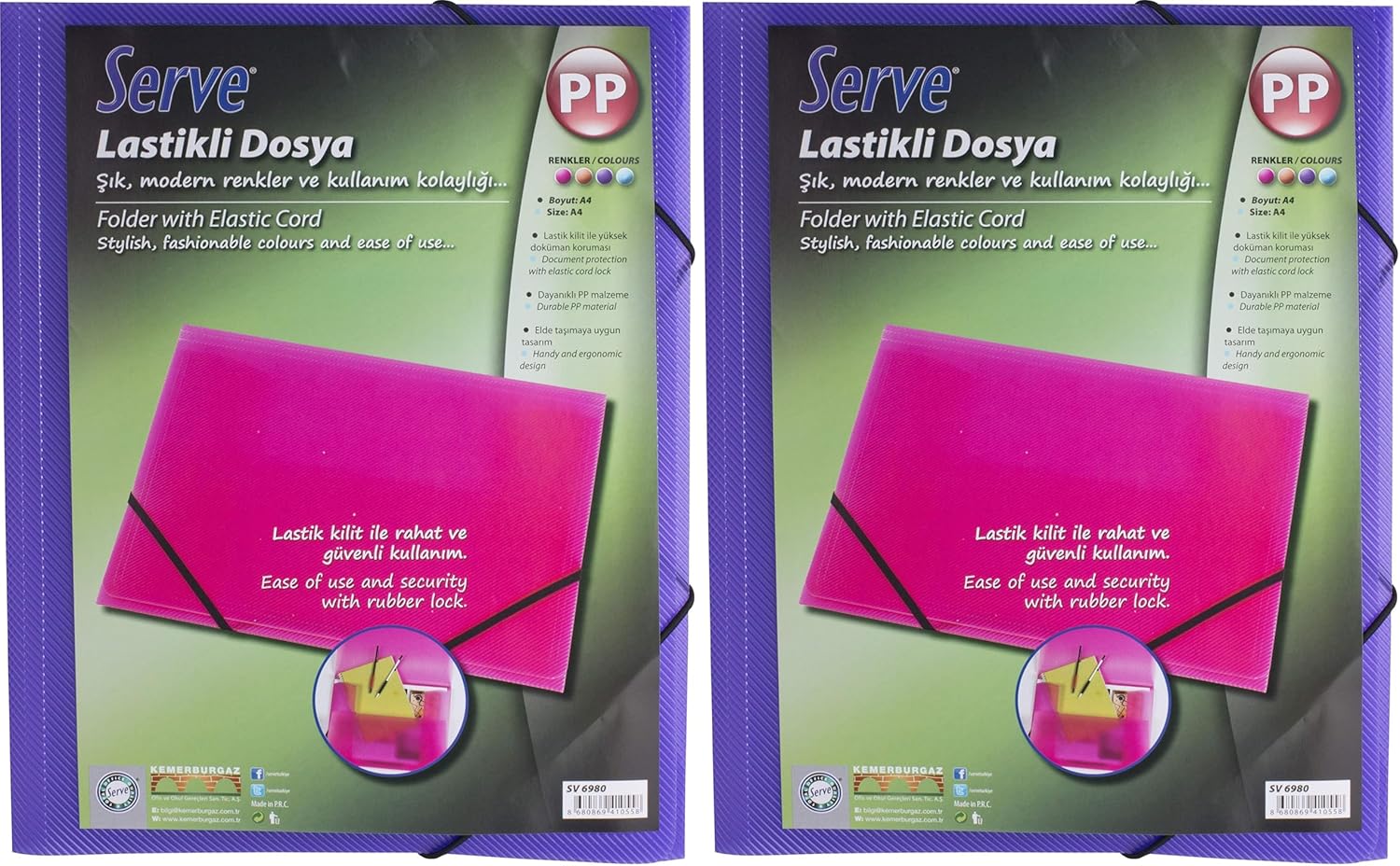 Lastikli Dosya Mor A4 (2 paketi)