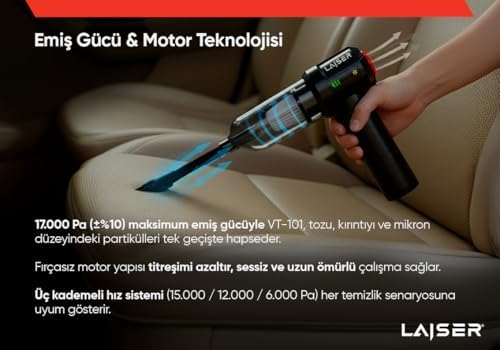 Mini, Katlanabilir LED Ekranlı 17.000 PA 3 in 1 Çekme-Vakum-Üfleme Özellikli Şarjlı Araç Süpürgesi