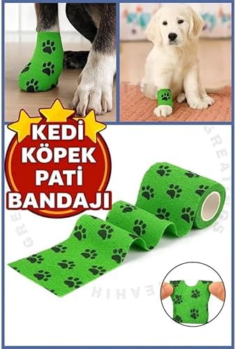 Octacare Su Geçirmez Kendinden Yapışkanlı Kedi & Köpek Pati Bandajı – Ayak Koruyucu Bandaj Ayakkabısı 2 adet Yeşil