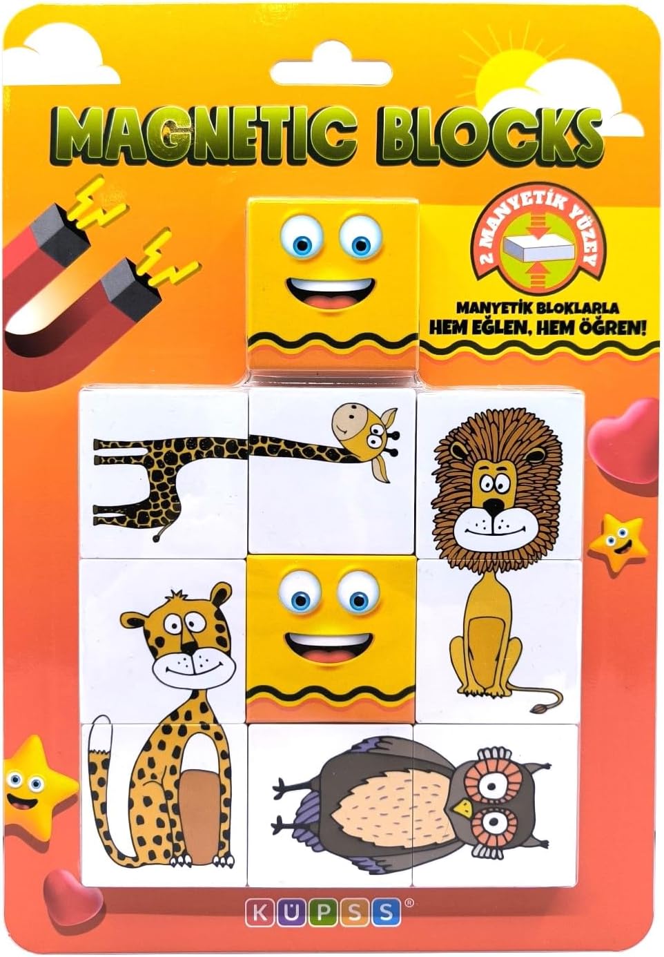 Alternative view of Manyetik Blok İki Parçalı Baby Puzzle - 8 Sevimli Hayvan Figürü