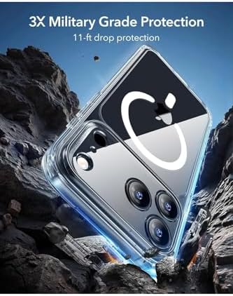 - 17 Pro ile uyumlu Kamera Korumalı Sararmaz PC Sert Şeffaf MagSafe Kılıf