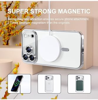 - 17 Pro Max ile uyumlu MagSafe Destekli Kamera Korumalı Şeffaf Yumuşak Telefon Kılıfı