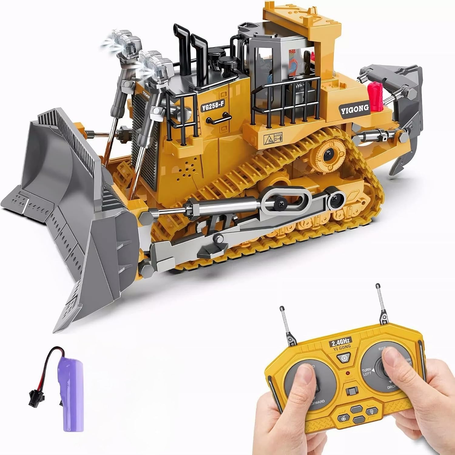 Alternative view of Oyuncak 2.4GHz Uzaktan Kumandalı Işıklı Metal Alaşım Hareketli Kepçeli Paletli Buldozer İş Makinesi