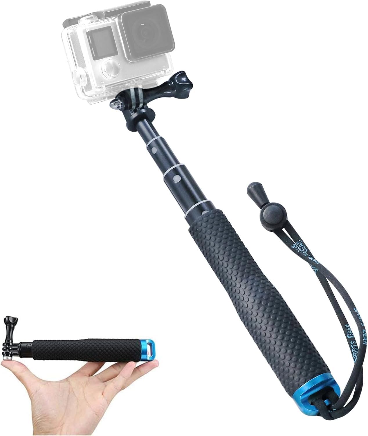Uyumlu Selfie Çubuğu,/DJI/Akaso Aksiyon Kamera Selfie Çubuğu,Alüminyum Gövde,Su Altı Kullanımına Uygun Paslanmaz Vida,Kaymaz Kauçuk Sap,Bilek Kayışı & Spor – Seyahat – Vlog İÇİN