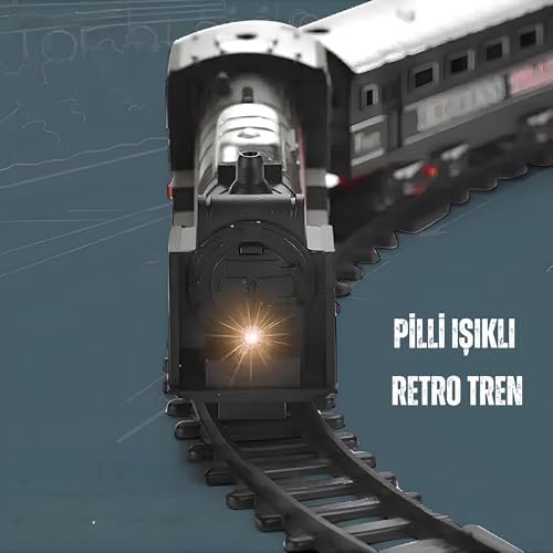Alternative view of Giffy / 23 Parça Işıklı Klasik Tren Seti 96Cm 3 Farklı Ray Modeli Pilli Retro Tren raylı oyuncak full fonksiyon çocuklar için eğitici