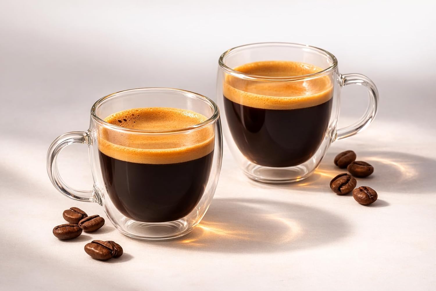 Çift Cidarlı 2’li Kulplu Espresso Fincan Seti 80 ml Şeffaf Espresso Kahve Kupaları, Shot Bardakları, Çift Cidarlı Espresso Fincanları, Espresso Makinesi İçin Uygun, Mikrodalga Fırında Kullanılabilir