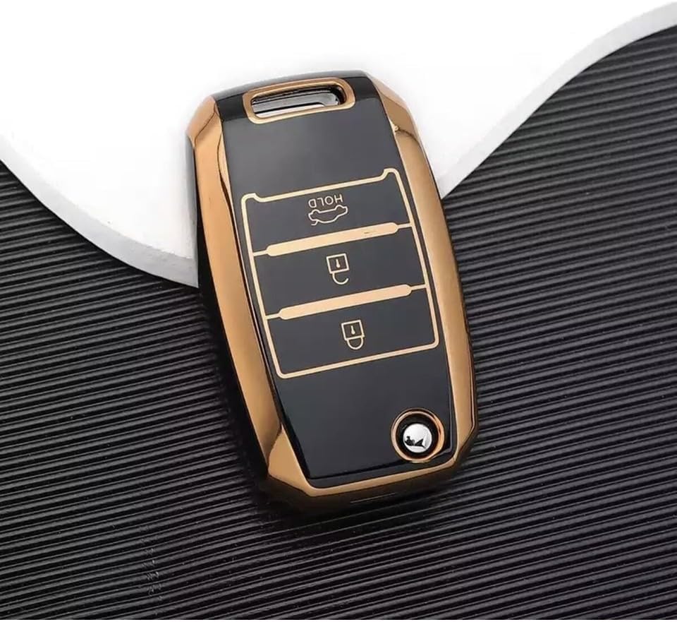 Alternative view of AutoHan Keys Kia için Premium Anahtar Koruma Kılıfı, Siyah ve Altın Renk, Rio Ceed Cerato Sportage Modelleri ile Uyumlu