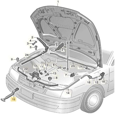 Alternative view of Motor Kaput Açma Emniyet Mandalı 3B0823593C VW Passat B5 ile uyumlu 1997-2000