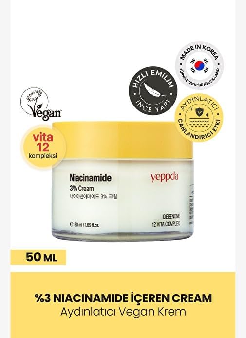 Yüzde Üç Oranında Niacinamide İçeren Nemlendirici Krem Yeppda Niacinamide Yüzde Üç Cream 50 ml