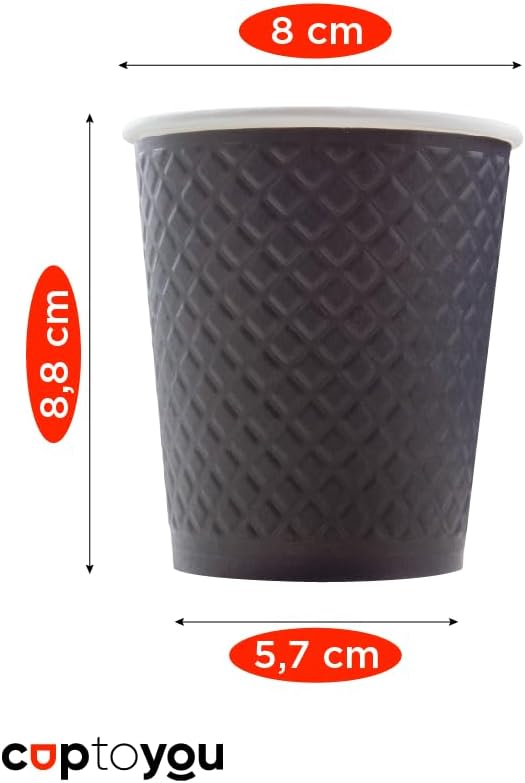 25 adet siyah çift duvarlı kahve bardağı 8 oz, küçük kağıt çay bardakları 250 ml, soğuk ve sıcak içecekler, Siyah
