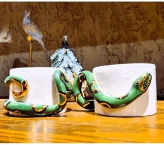 Wonders 24 Ayar Altın Işlemeli, Yılan Kabartmalı, El Yapımı Mug 220 ml