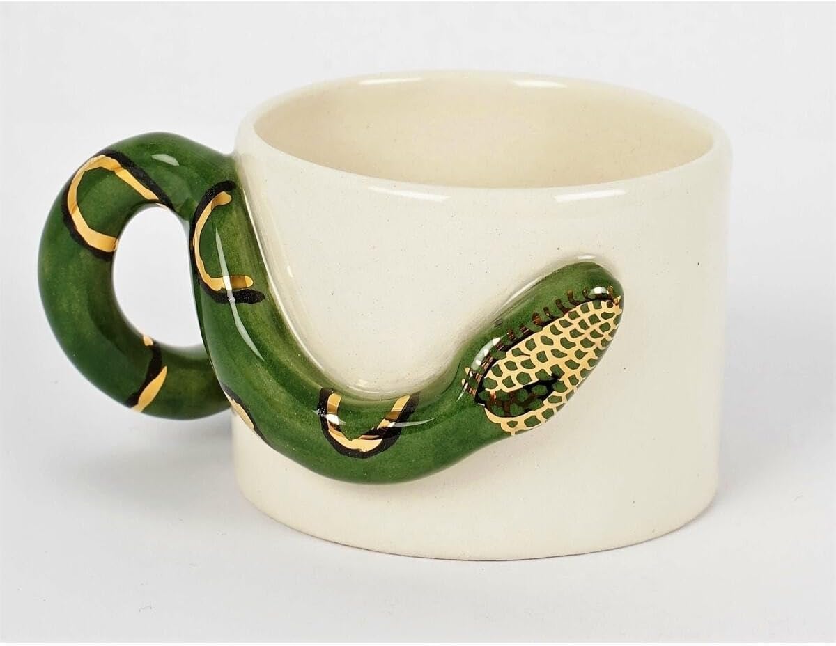 Alternative view of Wonders 24 Ayar Altın Işlemeli, Yılan Kabartmalı, El Yapımı Mug 220 ml
