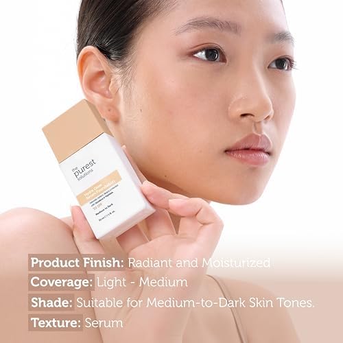 The Purest Solutions Nemlendirici & Canlandırıcı Serum Fondöten SPF 50, 30 Mililitre – Orta/Koyu Ton