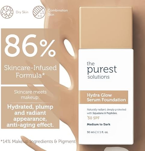 Alternative view of The Purest Solutions Nemlendirici & Canlandırıcı Serum Fondöten SPF 50, 30 Mililitre – Orta/Koyu Ton