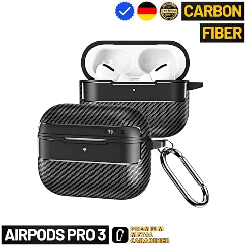 Alternative view of AirPods Pro 3. Nesil Uyumlu Karbon Fiber Hybrid Polymer Technology Premium Kulaklık Kılıfı (Siyah)